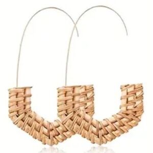 2/$20 Bohemian Woven Tan Hoop Earrings NEW NWT